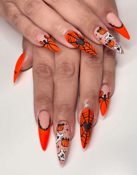 Pumpkin Halloween Nails