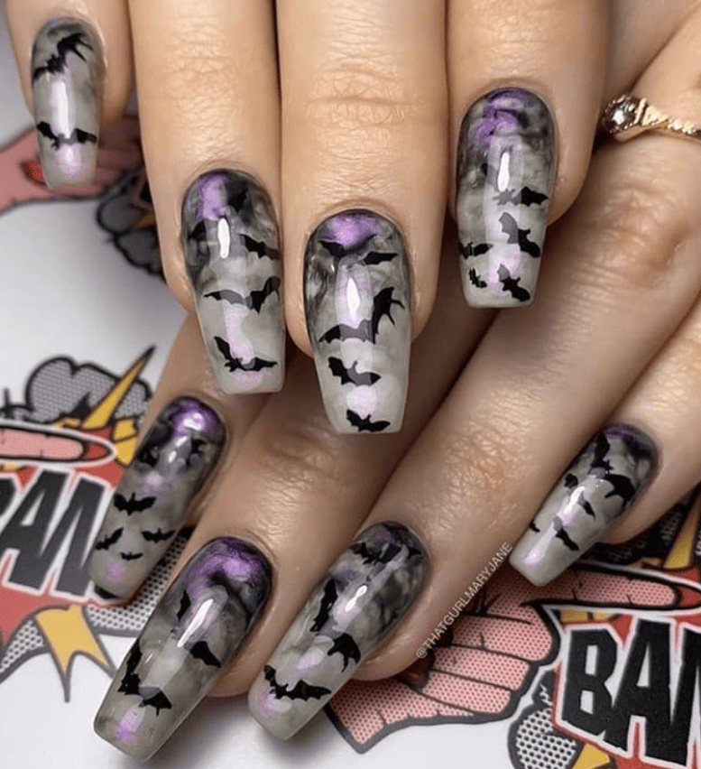Bat Halloween Nails
