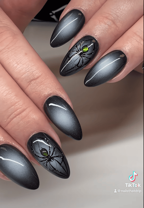 Spider Black Halloween Nails