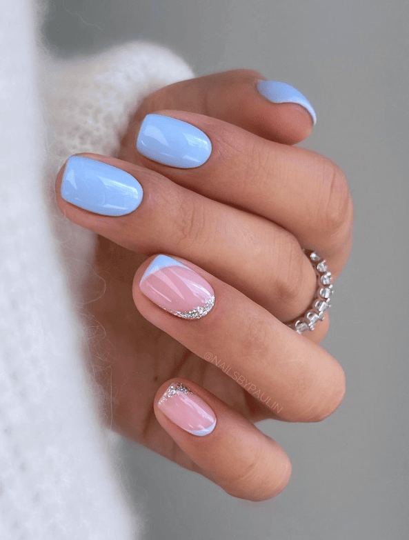 Blue And Pink Nails