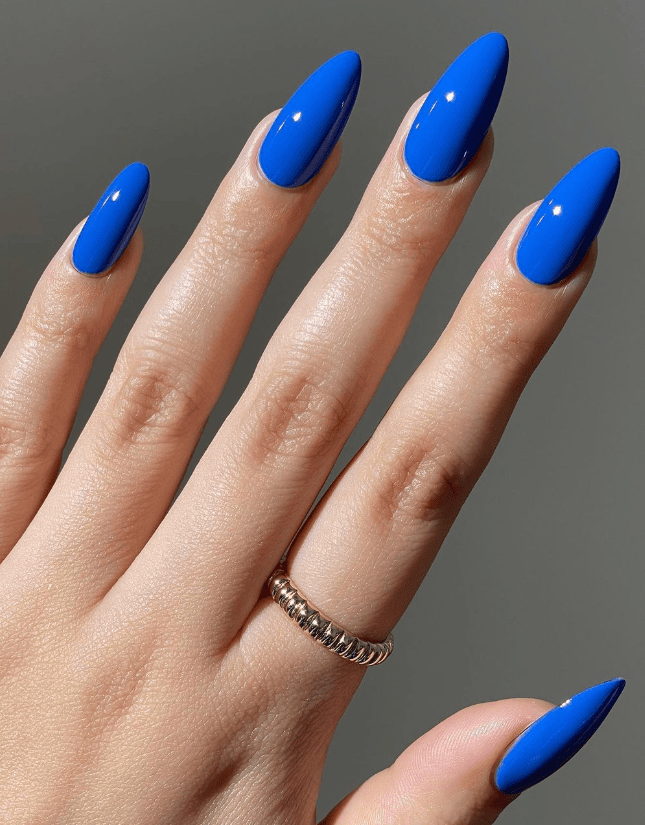 Solid Blue Winter Nails