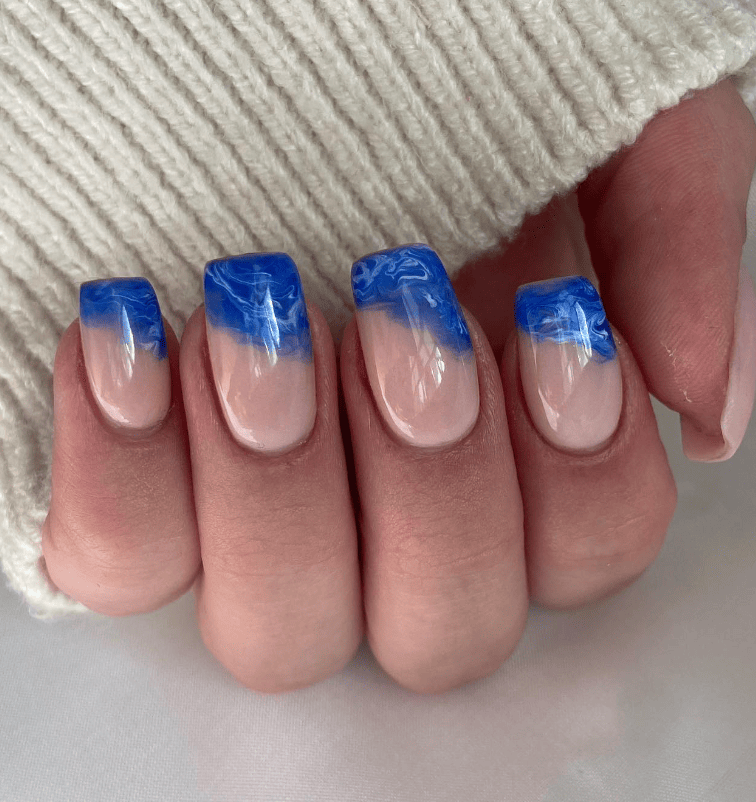 Blue Marble Nail Inspo