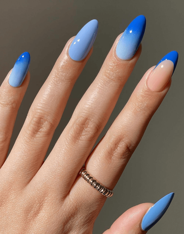 Ombre Blue Winter Nails