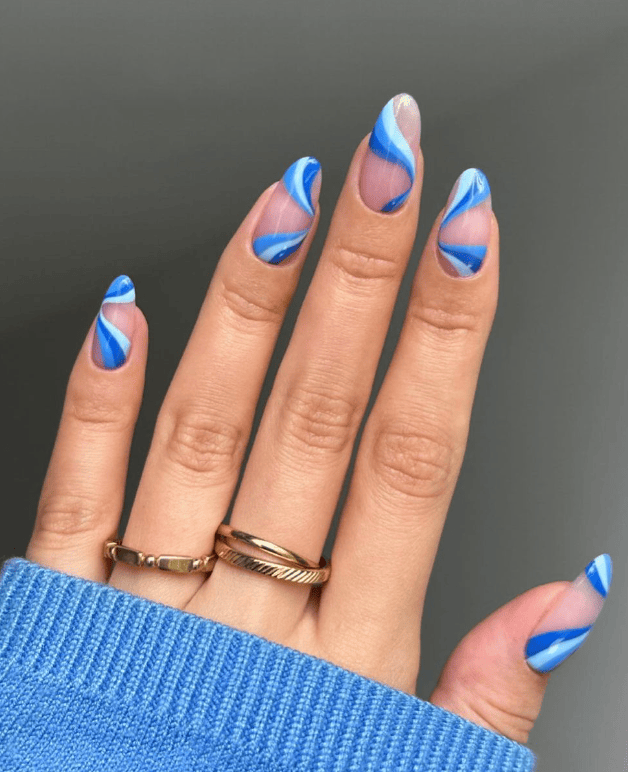 Blue Swirl Nails