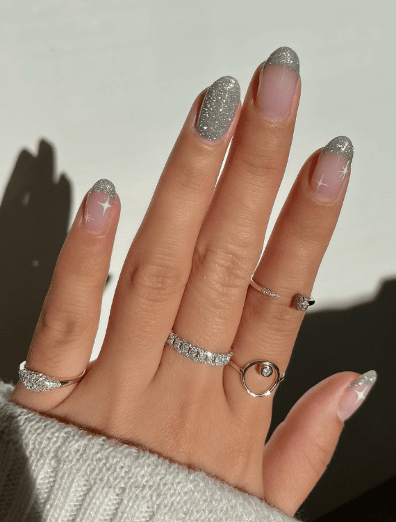 Silver Christmas Nails