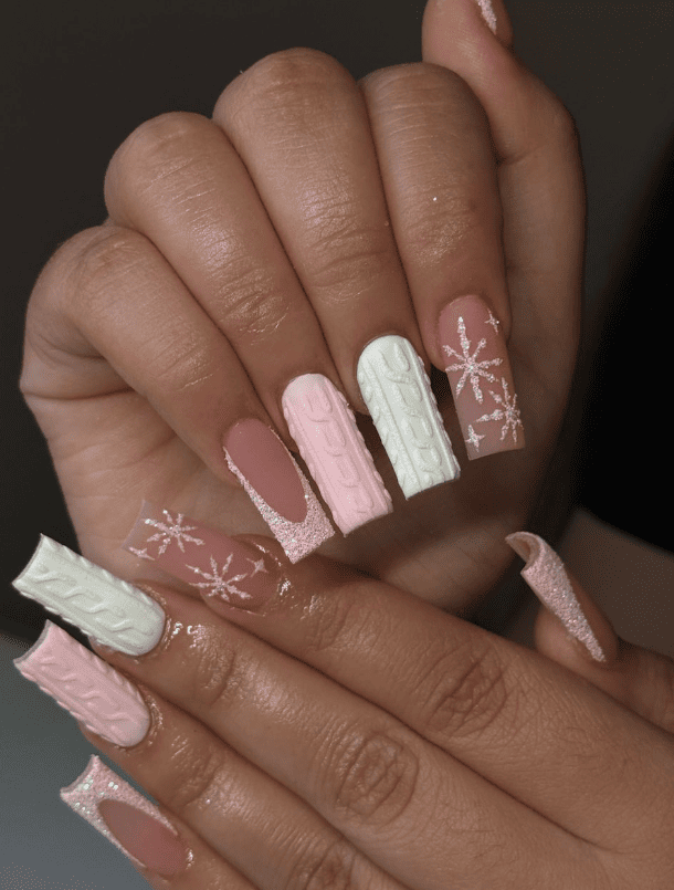 Pink Christmas Nails