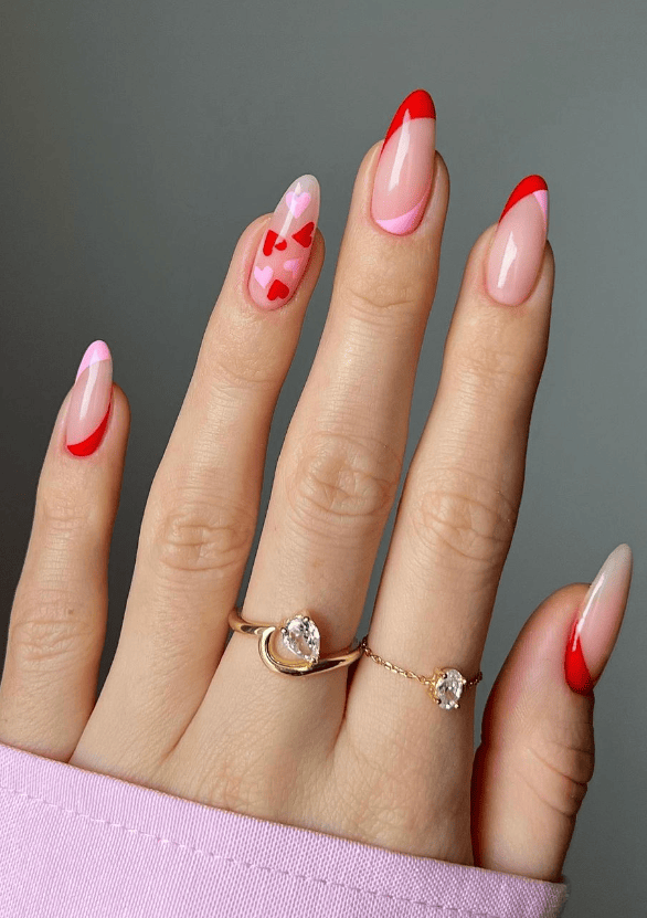 Red And Pink Nails