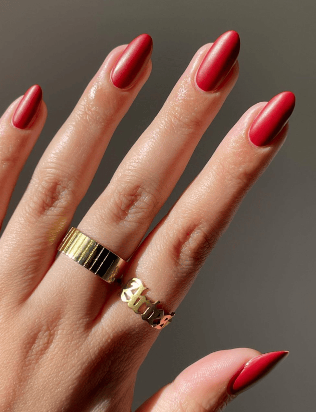 Matte Red Nails Inspo