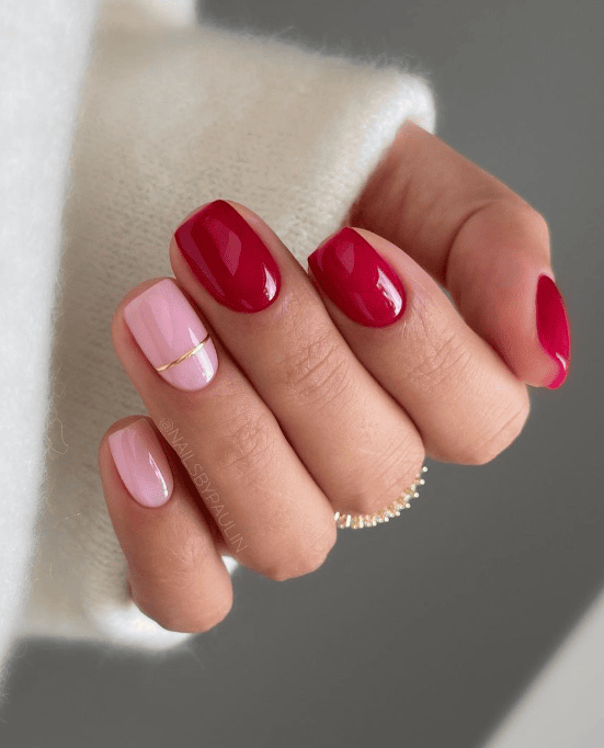 Red And Pink Manicure
