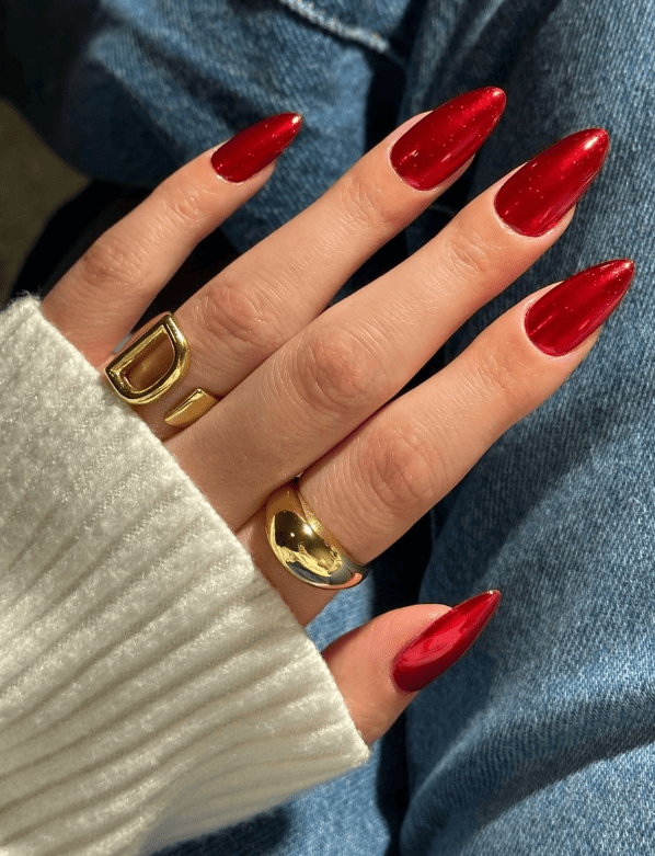 Chrome Red Nails