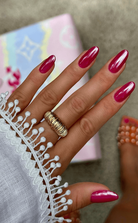 Chrome Red Nails