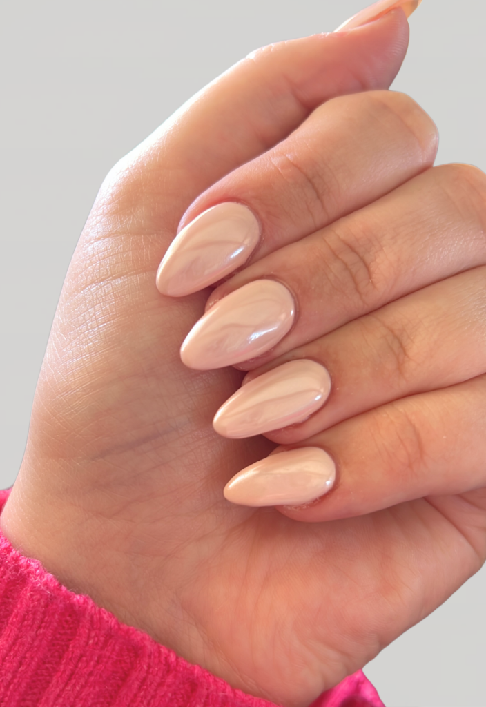Pale Pink Chrome Manicure