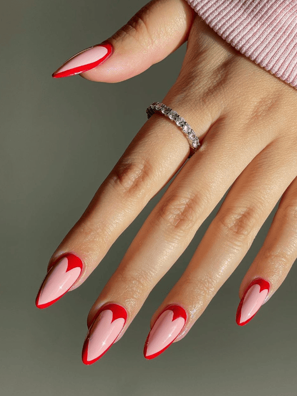 Pink And Red Valentine's Day Nail Art
