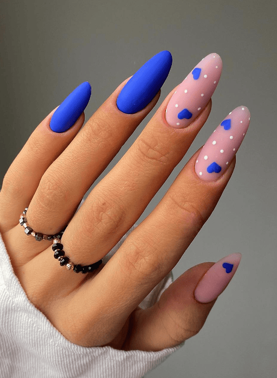 Blue &Amp; Pink Valentine's Day Nails