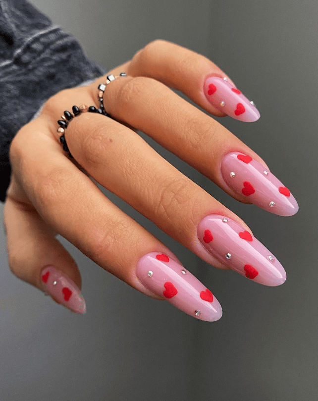 Pink And Red Valentine's Day Nail Designs