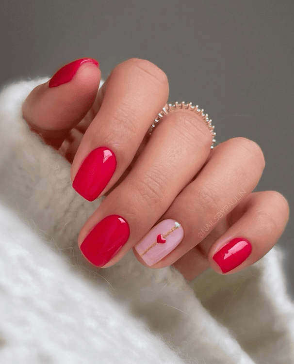 Valentine's Day Nail Art Simple