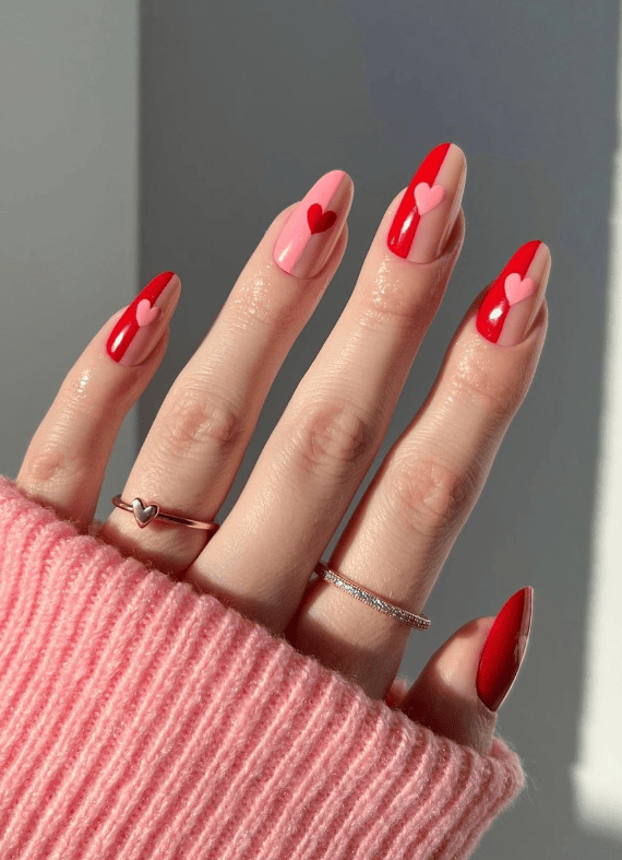 Pink And Red Valentine's Day Manicure Ideas