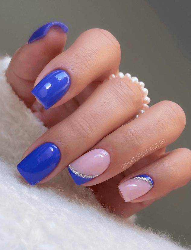 Blue And Silver Nail Design
