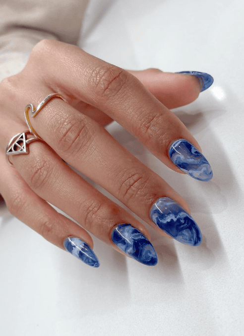Marble Blue Manicure