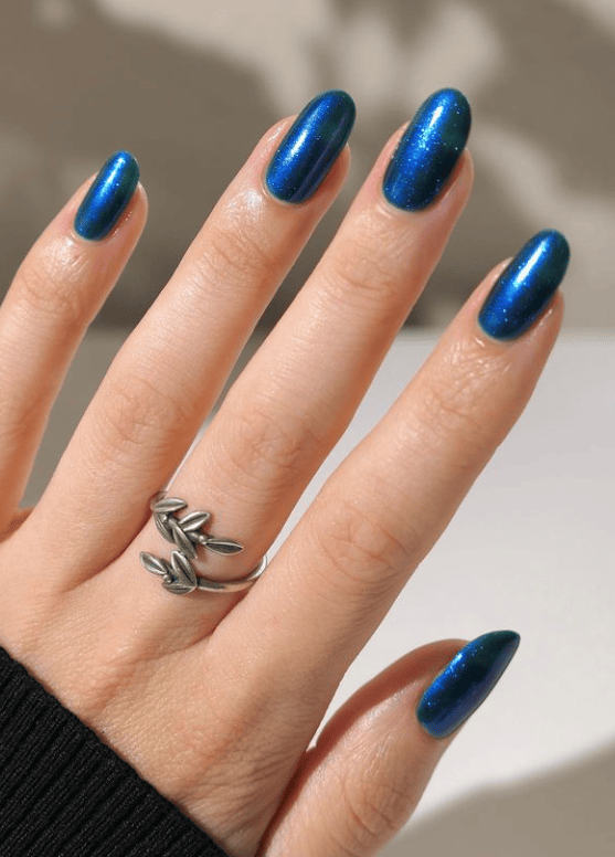 Blue Shimmer Nails
