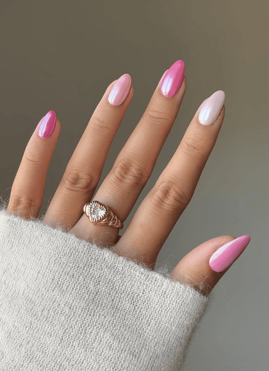 Pink Chrome Manicure