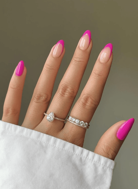 French Tip Hot Pink Nail Ideas