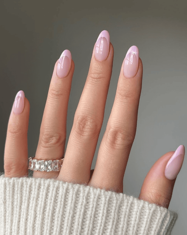 Pale French Tip Pink Nails