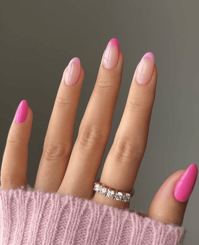 French Tip Barbie Pink Nails