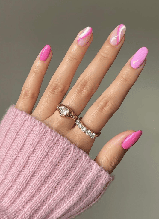 Swirl Pink Nails